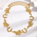 Elegant gold waist chain belt for women featuring decorative horse and horseshoe charms - Galloping Horse Horseshoe Style (K-524) / Gold