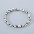 Silbernes, grobes, gewebtes Titanstahl-Kettenarmband für Herren mit strukturierten Gliedern - Stahlstil (KB203613-ZCG)