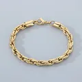 Dickes goldfarbenes geflochtenes Weizenketten-Armband für Herren mit Karabinerverschluss - Goldstil (KB203742-ZCG)