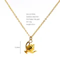 Collier pendentif théière en acier inoxydable 304 plaqué or 18K, longueur de 45cm - Pendentif Théière (ZN1994G) / Or