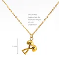 18K vergulde roestvrijstalen ketting met palmboom hanger en gedetailleerde afmetingen - Kokospalm Hanger (ZN1995G) / Goud