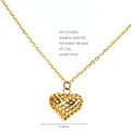 18K goud vergulde roestvrijstalen ketting met holle hartvormige raster hanger dames - Hol Hart Hanger (ZN2000G) / Goud