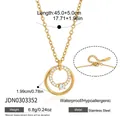 Details zur goldfarbenen Edelstahl-Halskette mit Maßen und Gewichtsinformationen - Doppelring-Strassanhänger (JDN0303352)