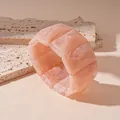 Retro peach pink acrylic marble rectangular bracelet with minimalist geometric design. - Pink Marbled