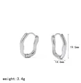 Detailed view of silver irregular pleated hoop earrings with dimensions and weight specs. - Minimalist Ruffled Ear Hoop (TE60785-20-S) / Silver