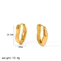 Detailed view of chunky irregular gold hoop earrings with dimensions and weight info. - Irregular Wavy Ear Buckle (TE60785-25-G) / Gold
