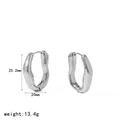 Elegant minimalist silver irregular wavy textured stainless steel hoop earrings for women - Irregular Crinkle Large (TE60785-25-S) / Silver