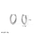 Chunky pleated stainless steel hoop earrings in silver, size 21mm x 17.7mm, weight 6g. - Fluid Metal Geometric (TE60786-S)