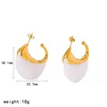 Dettaglio orecchini vintage in resina oro e bianca con misure di riferimento incluse - Orecchini a Lobo a Forma di Borsa (TE60793-WT) / Bianco Trasparente