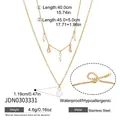 Detailansicht einer zweilagigen Goldperlenkette mit Längen- und Materialangaben - Perle Wassertropfen Stil (JDN0303331)