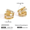 Detail showing 18K gold plated stainless steel multi-layer ear cuff with rhinestones - Spiral Rhinestone Ear Clip (JDE0303301)