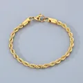 Pulsera minimalista de acero inoxidable dorado con diseño de cuerda trenzada, unisex - 4mm - 18cm (7 Pulgadas) / Dorado