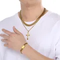 Goldenes Herren Doppel-Cuban-Ketten-Set mit Kreuz-Anhänger und passendem Armband. - Einzelnes Armband / Gold