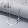 5mm silver stainless steel flat herringbone blade chain necklace with detailed size specs - 5mm Silver / Necklace 40cm + 5cm Tail Chain