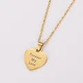 Gold heart necklace engraved with Forever My Love, 18k plated stainless steel detail. - Forever My Love Engraved / Gold
