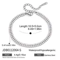 Detail of a double row rhinestone stainless steel bracelet with size and weight info - Double Row Pave Bracelet (JDB0112064-S)