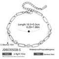Detailed view showing dimensions and weight of this silver stainless steel crystal bracelet - Rectangular Link Zirconia Bracelet (JDB0305038-S)