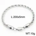 Minimalistische 5 mm titaniumstalen gedraaide touwarmband voor dames en heren, 200 mm - Staalkleur (5mm)