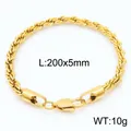 Minimalistische gouden titanium stalen touwketing armband, 200x5mm en gewicht 10g - Goud (5mm)