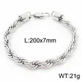 Zilveren titanium stalen gedraaide schakelarmband met karabijnsluiting, 200x7mm minimalistisch - Staalkleur (7mm)