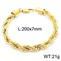 Minimalistische 7mm gouden roestvrijstalen touwarmband, 200mm lengte en 21g - Goud (7mm)