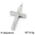Polished stainless steel men's cross pendant with vintage twisted braided design detail - Pendant Only (Without Chain) - Silver (KP118476-GC)