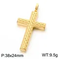 Gold-plated stainless steel twisted cross pendant, size 38x24mm and 9.5g weight specs - Pendant Only (Without Chain) - Gold (KP118477-GC)
