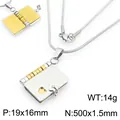 Book shaped titanium steel pendant necklace with heart cutout in silver and gold - Two-tone Book Style (KN295057-Z) / Silver And Gold