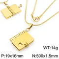 Elegant gold book locket necklace crafted from high-quality polished titanium steel - Gold Book Style (KN295058-Z) / Gold