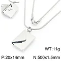 Silver stainless steel envelope locket necklace with snake chain for memorial gift - Silver Envelope Style (KN295061-Z) / Silver