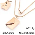 Roségoldfarbene Titanstahl Briefumschlag-Medaillon-Halskette mit 50 cm langer Kette - Roségold Umschlag Stil (KN295059-Z)