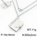 Poliertes silbernes Buch-Medaillon-Halskette aus Edelstahl für Paare und Geschenke - Silber Buch (O-Kette) (KN299142-Z)