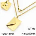 Goldene Titanstahl Briefumschlag Medaillon Kette mit Gewichts- und Größenangaben - Gold Umschlag (O-Kette) (KN299144-Z)