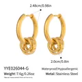 Gold stainless steel hoop earrings showing detailed dimensions, weight and material. - Full Gold Circle Style (YYE026044-G) / Gold