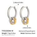Detailed view of stainless steel hoop earrings showing specific measurements and metal specs. - Mixed Color Circle Style (YYE026044-M) / Silver Gold