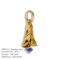 Pendentif lis en acier inoxydable doré 14K avec pierre de naissance de septembre - Septembre Aster / Or