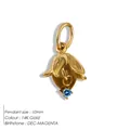 Pendentif bourgeon floral en acier doré 14K avec pierre de naissance bleue de décembre - Décembre Poinsettia / Or