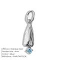 Pendentif fleur de naissance de mars en acier inoxydable argenté jonquille taille 6 mm - Mars Narcisse / Argent