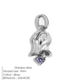 Pendentif fleur de naissance de juin en forme de tulipe en acier inoxydable avec pierre - Rose de Juin / Argent