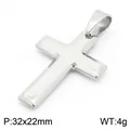 Pendentif croix en acier inoxydable poli argenté, accessoire de collier, 32x22mm - Style A Pendentif Seul (Sans Chaîne) / 32x22mm / Acier