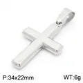 Pendentif croix en acier inoxydable poli argenté, accessoire de collier unisexe - Style B Pendentif Seul (Sans Chaîne) / 34x22mm / Acier