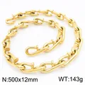 Collar de cadena de acero inoxidable dorado con gancho en forma de clavo, 500x12mm - Collar (50cm) / Dorado