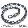 Industrial style stainless steel nail hook interlocking chain necklace in silver - Necklace (50cm) / Matte Black