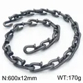 Vintage stainless steel nail hook linked chain necklace bracelet 600x12mm 170g - Necklace (60cm) / Matte Black