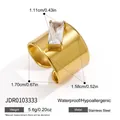 Vintage brede ring van verguld titaniumstaal met een luxe rechthoekige edelsteen - Rechthoekige Zirkonia Stijl (JDR0103333) / Goud