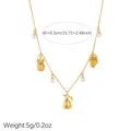 Close-up of gold-plated necklace featuring pineapple, pear and strawberry fruit charms - N4331 Style