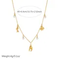 Detail of gold-plated stainless steel ocean necklace with crab claw and octopus charms - N4332 Style
