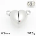 Chiusura magnetica a forma di cuore in acciaio inossidabile lucido per gioielli - Piccolo Stile a Cuore (KLJ11345-ZQF) / 9mm di Larghezza / Argento