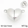 Chiusura magnetica a forma di cuore in acciaio inossidabile per gioielli fai da te - Grande Stile a Cuore (KLJ11347-ZQF) / 12x11mm / Argento