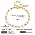 Gold plated stainless steel paperclip chain bracelet with length and weight measurements - Paperclip Chain Bracelet (JDB0301344)